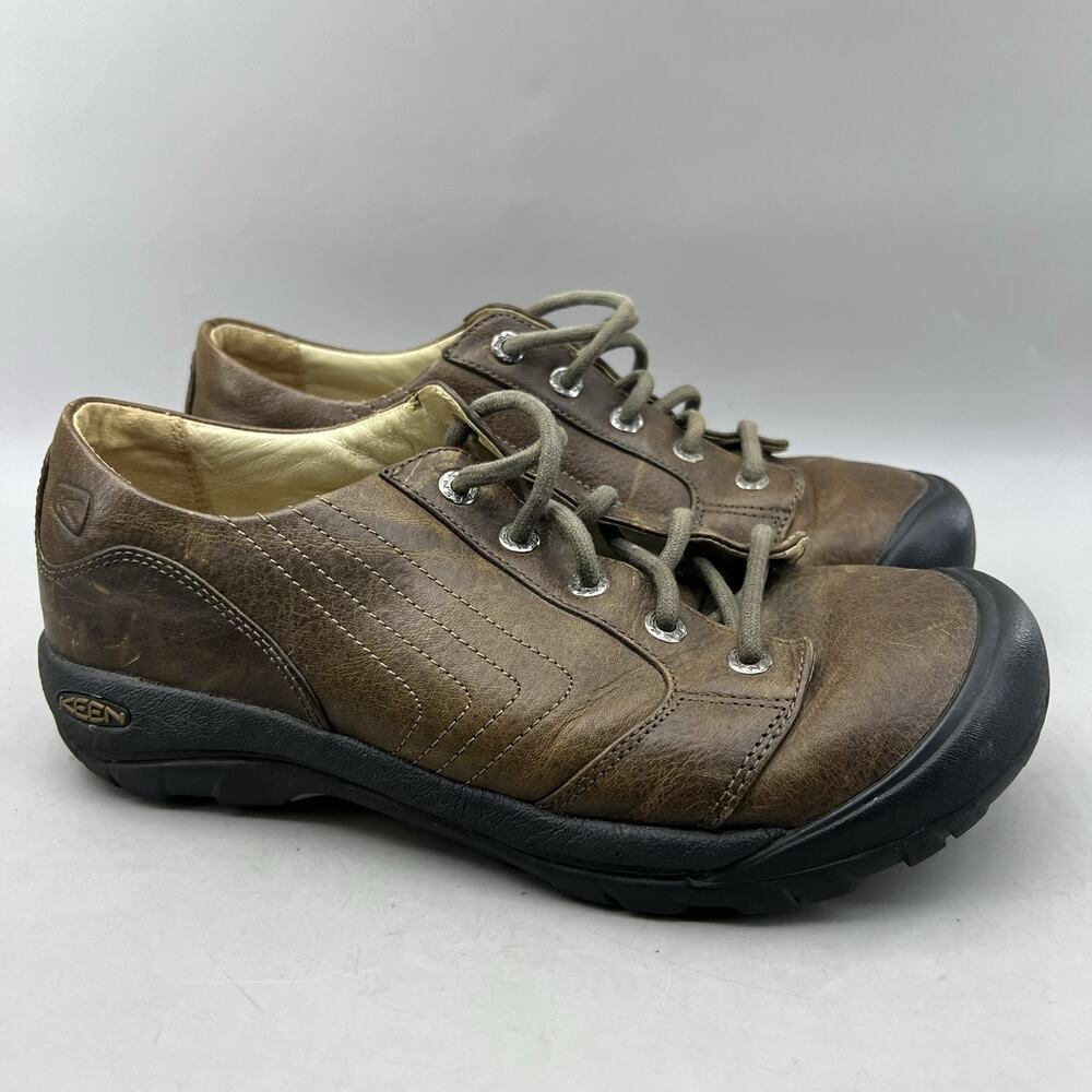 KEEN Alki Hiking Casual Lace Shoes Men Size 9.5 Brown Leather Comfort Sneakers